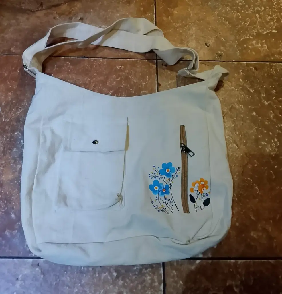 Floral Printed Canvas Crossbody Bag